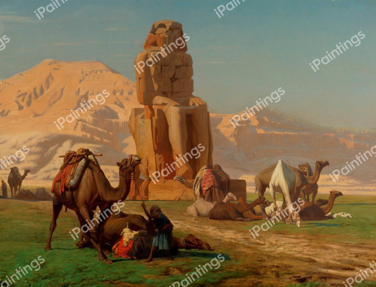 The Colossus of Memnon. The painting by Jean-Leon Gerome