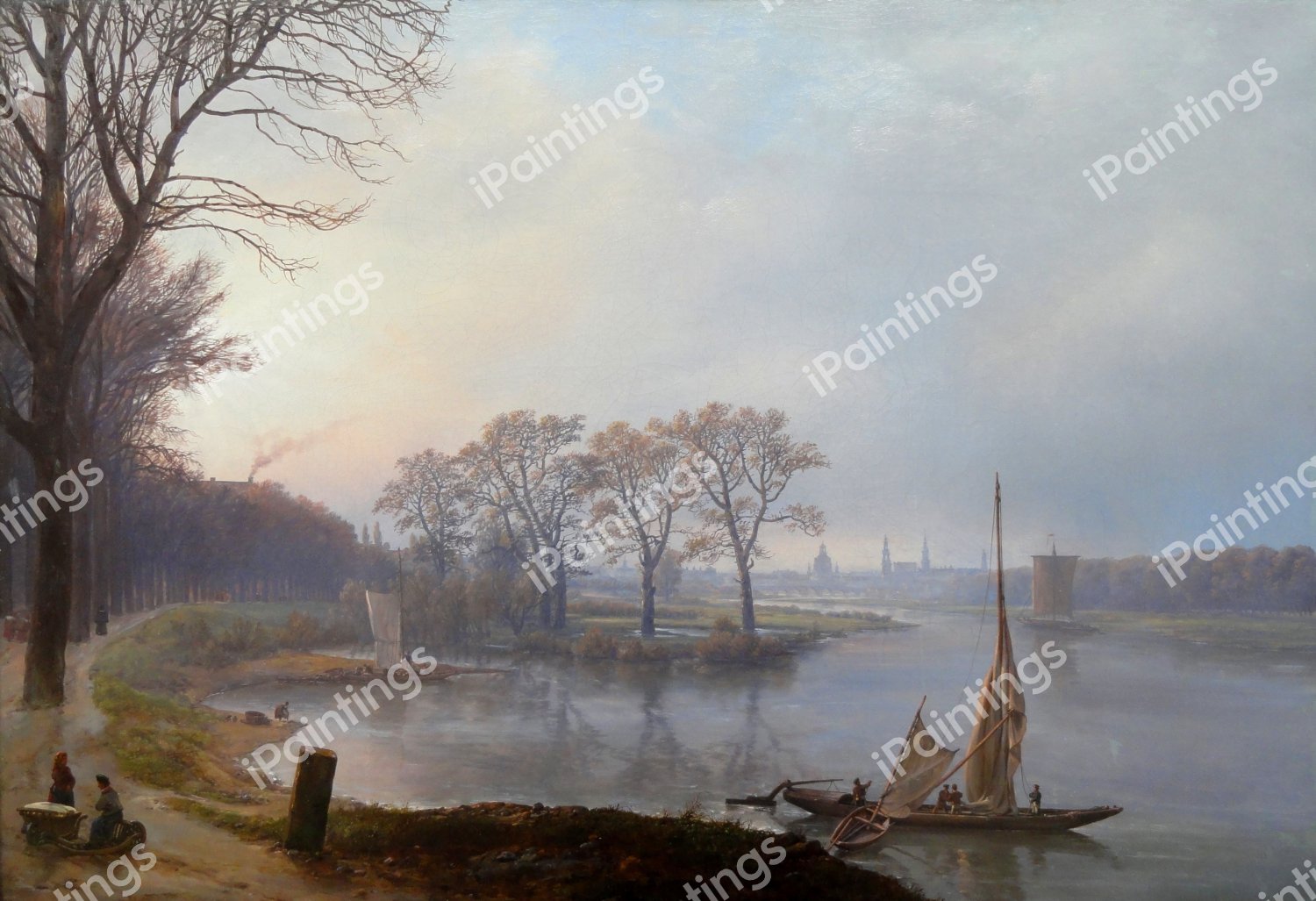 Prospect of Dresden Seen from Pieschen, March Haze. The painting by Johan Christian Dahl