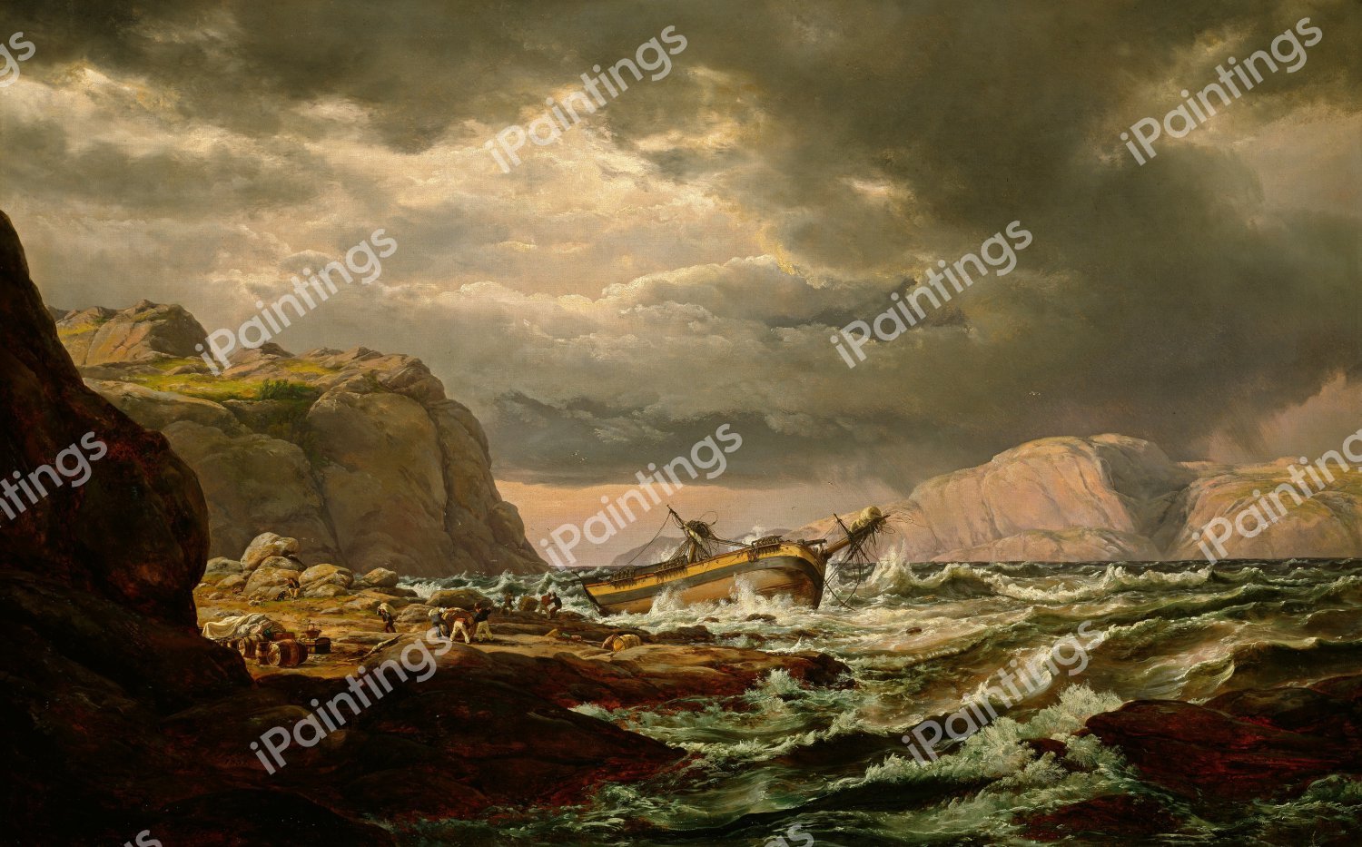 Shipwreck on the Coast of Norway. The painting by Johan Christian Dahl