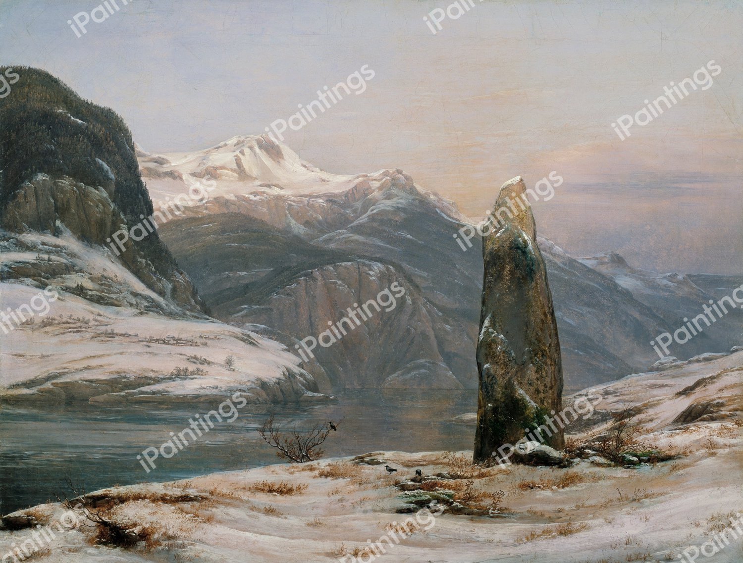 Winter at the Sognefjord. The painting by Johan Christian Dahl