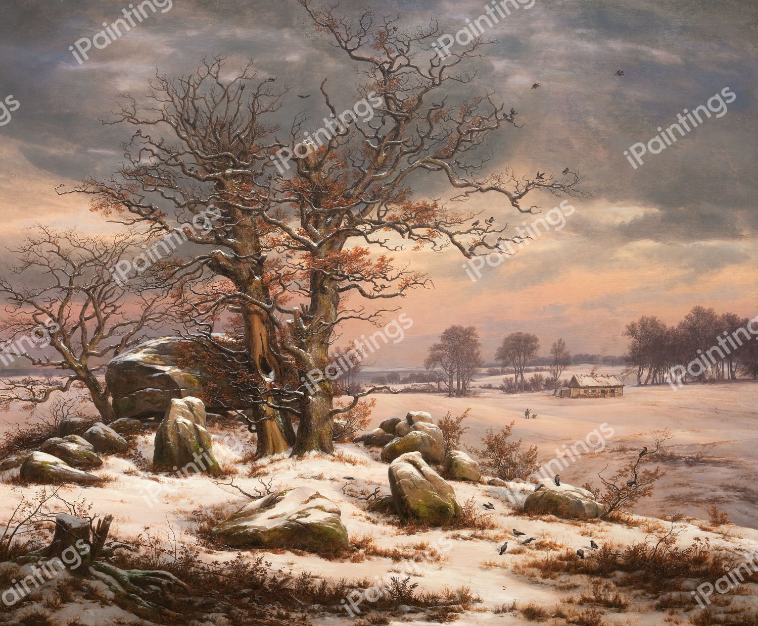 Winter Landscape near Vordingborg. The painting by Johan Christian Dahl