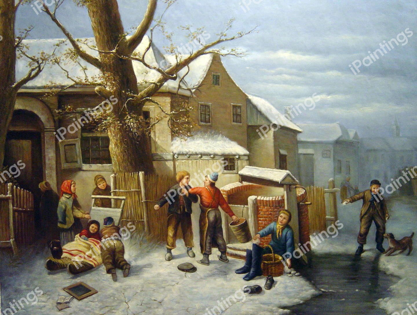 Winter Fun. The painting by Johan Mari Ten Kate