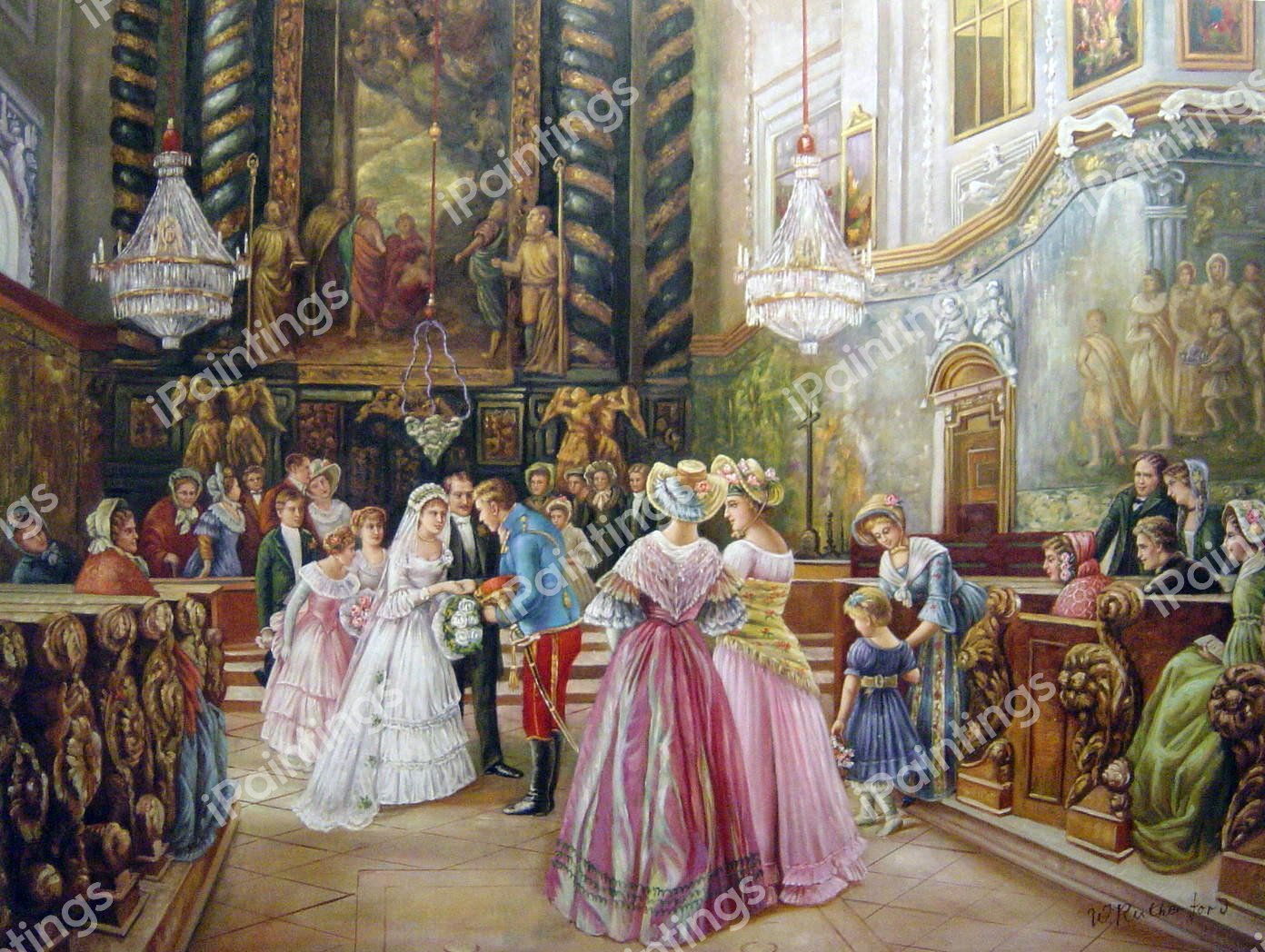 A Wedding. The painting by Johann Hamza