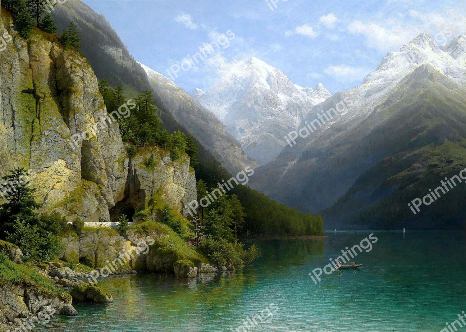 A View of Lake Lucerne. The painting by Johann Joseph Jansen Aachen