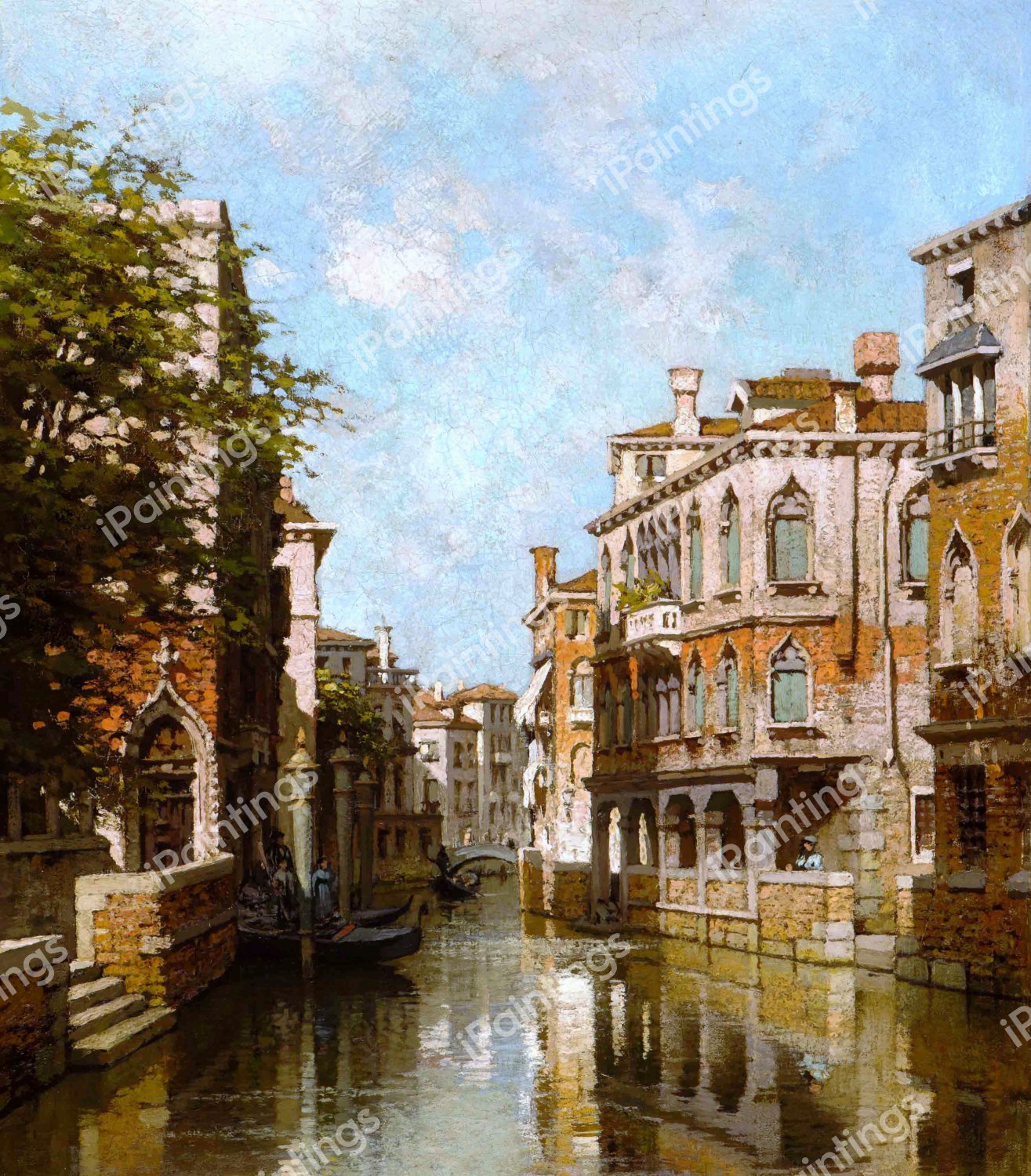A Canal in Venice. The painting by Johannes Christiaan Karel Klinkenberg