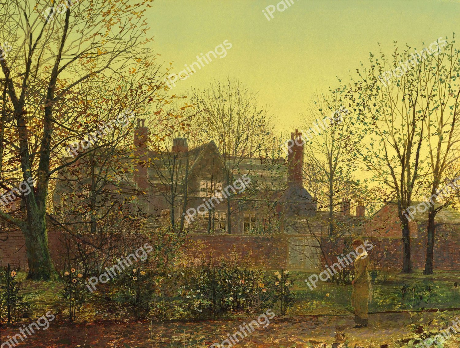 All in the Golden Twilight. The painting by John Atkinson Grimshaw