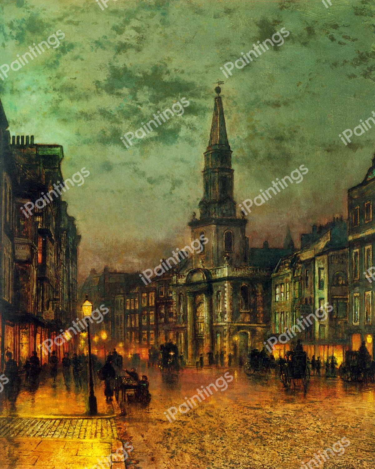 Along Blackman Street, London. The painting by John Atkinson Grimshaw