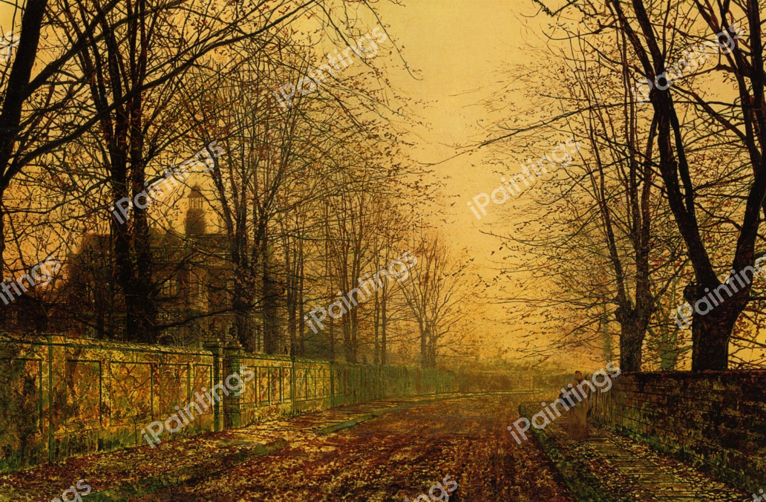 Along the Path with Sere and Yellow Leaf. The painting by John Atkinson Grimshaw