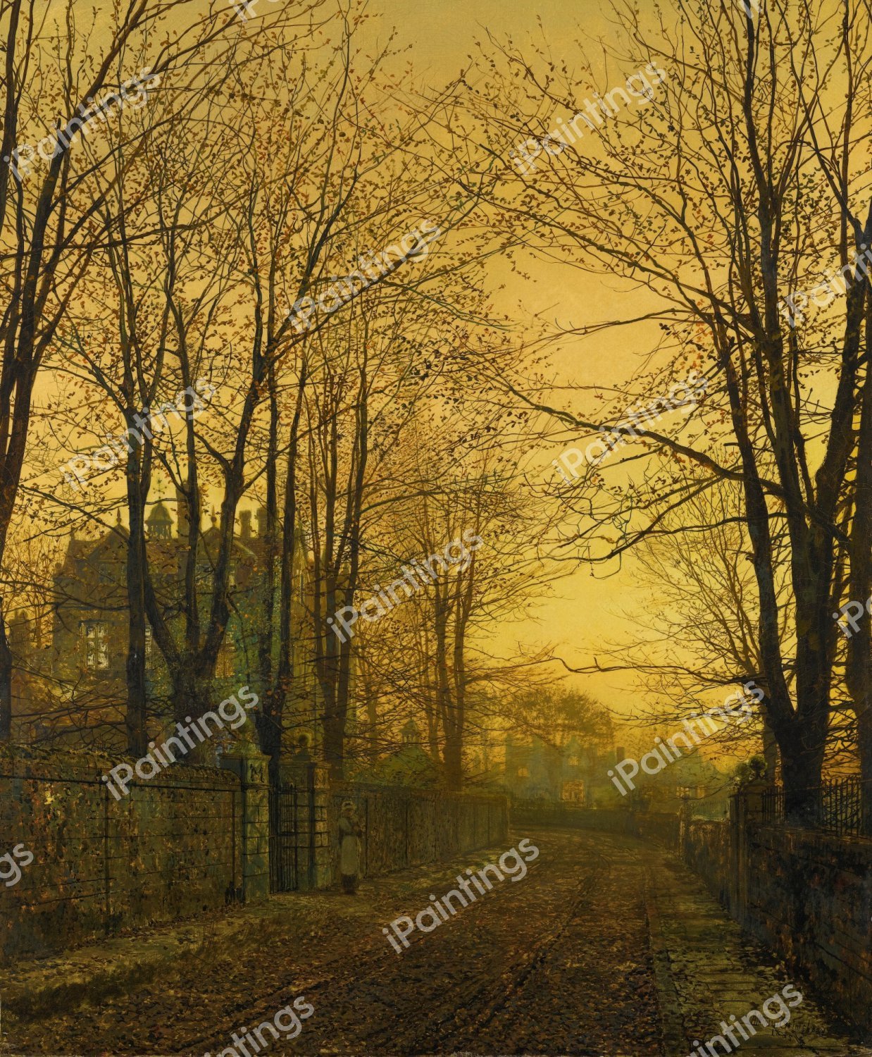 An October Afterglow. The painting by John Atkinson Grimshaw