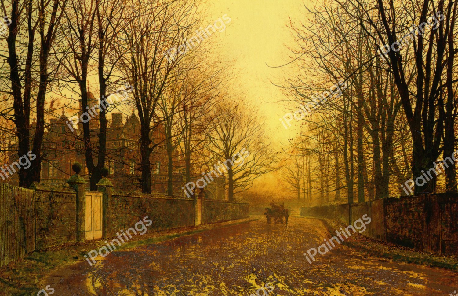 Autumn Evening. The painting by John Atkinson Grimshaw