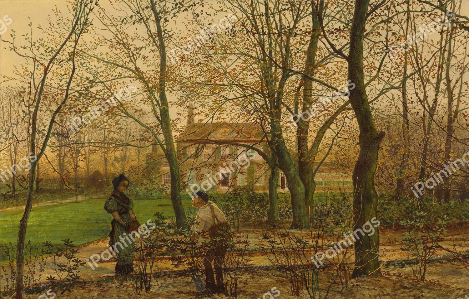 Autumn Garden Walk. The painting by John Atkinson Grimshaw