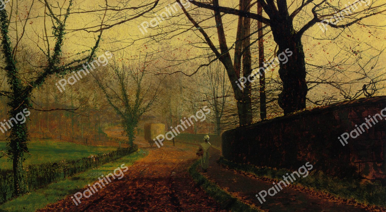 Autumn Sunshine Stapelton Park. The painting by John Atkinson Grimshaw