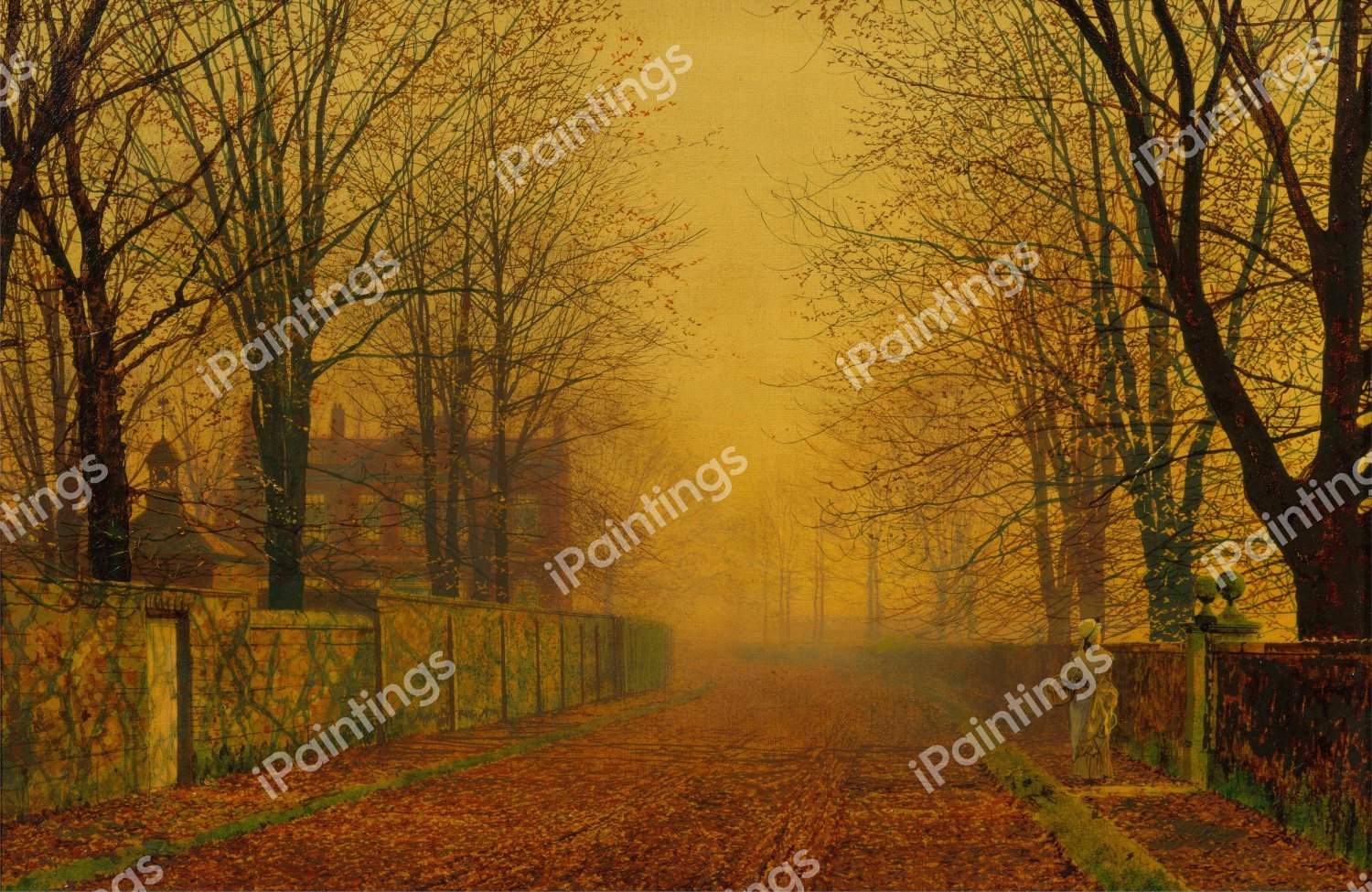 Evening Glow. The painting by John Atkinson Grimshaw