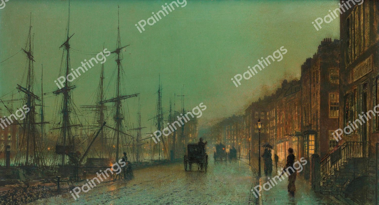 Glasgow Docks . The painting by John Atkinson Grimshaw