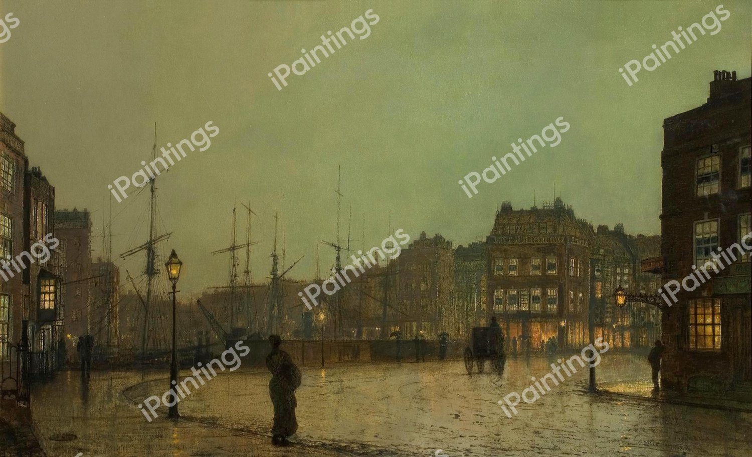 Going Home by Moonlight. The painting by John Atkinson Grimshaw