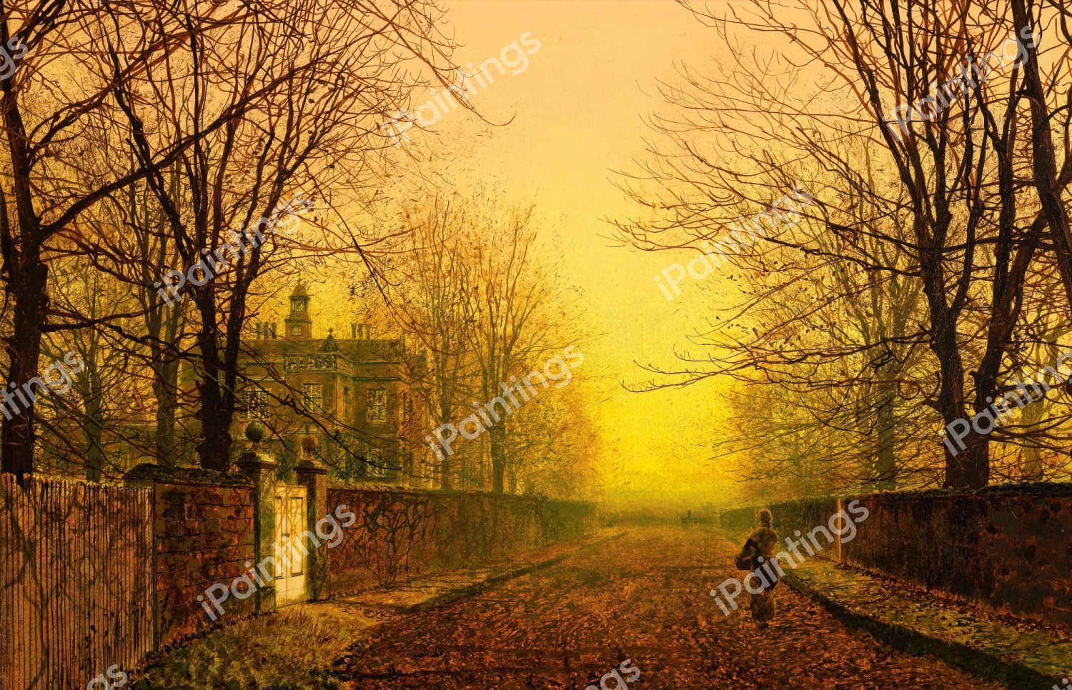 Golden Autumn. The painting by John Atkinson Grimshaw