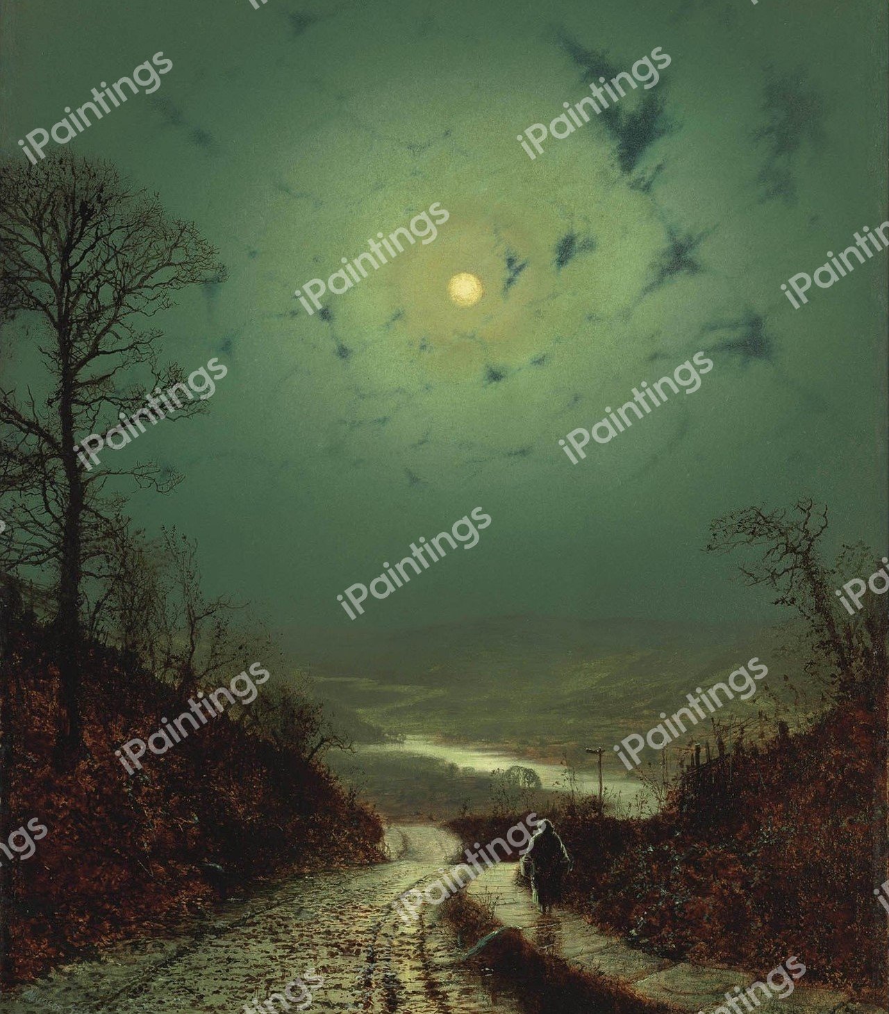 Moonlight. The painting by John Atkinson Grimshaw