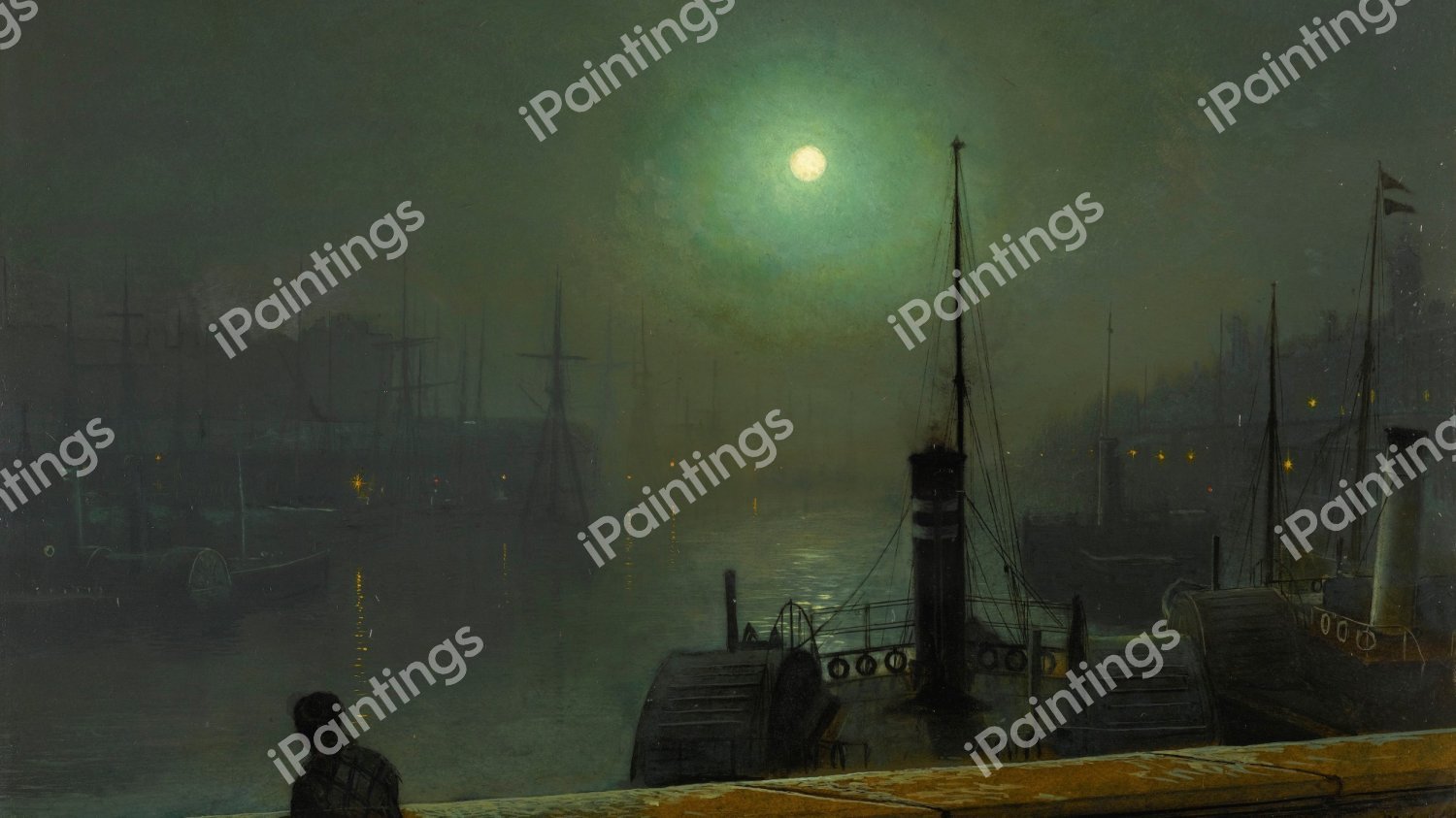 On the Clyde, Glasgow. The painting by John Atkinson Grimshaw