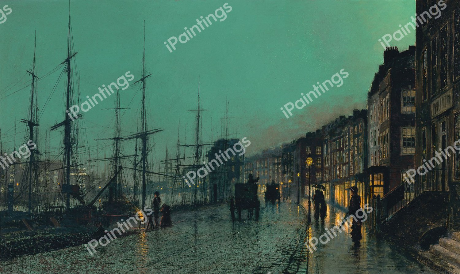 Shipping on the Clyde. The painting by John Atkinson Grimshaw
