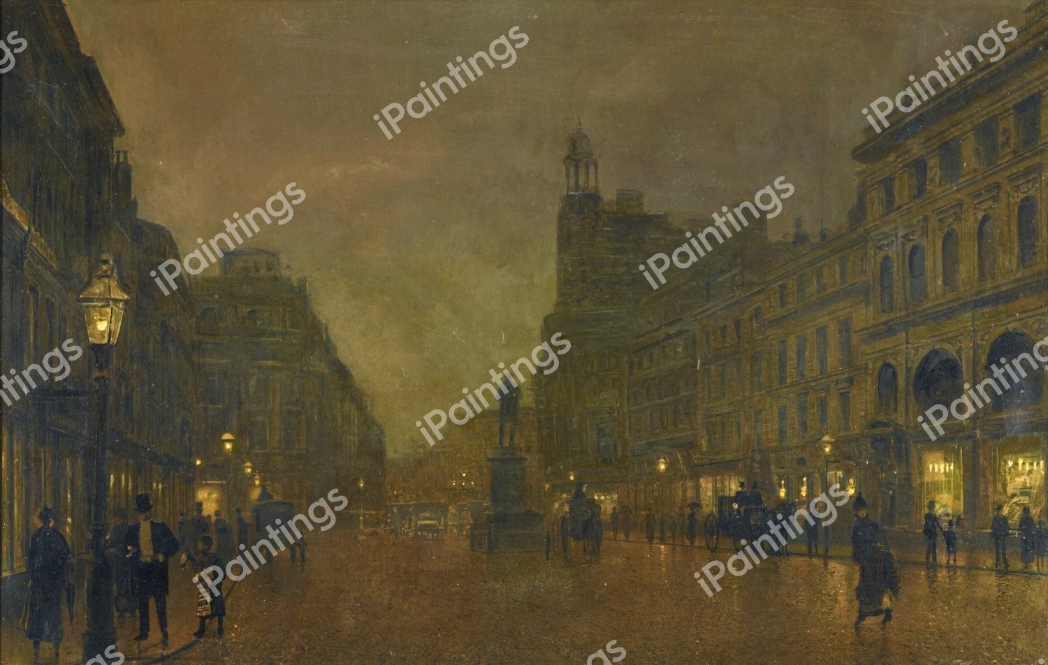 St. Anne's Square, Manchester. The painting by John Atkinson Grimshaw