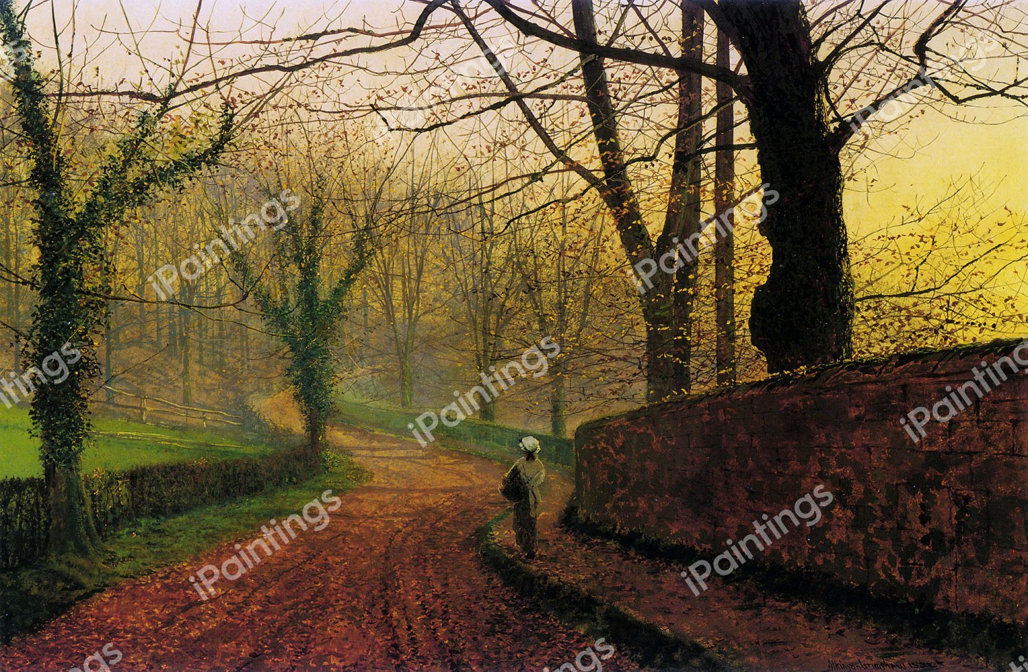 Stapleton Park near Pontefract Sun. The painting by John Atkinson Grimshaw