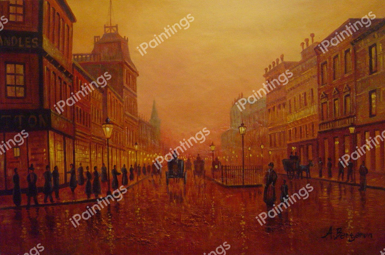 Street At Night. The painting by John Atkinson Grimshaw