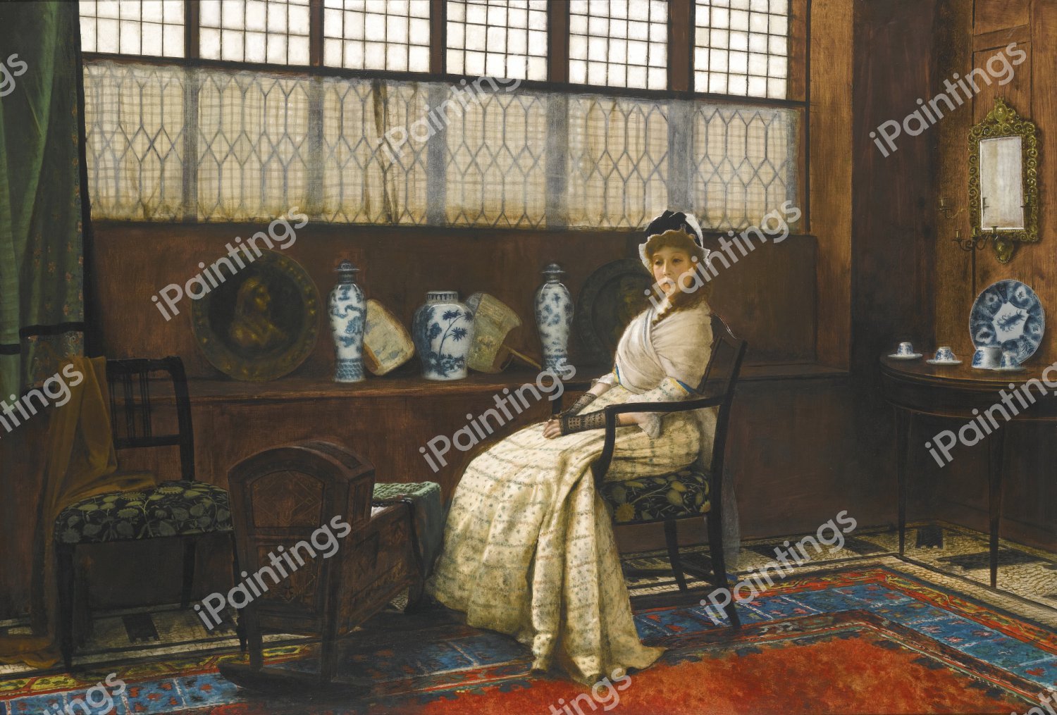 The Cradle Song. The painting by John Atkinson Grimshaw