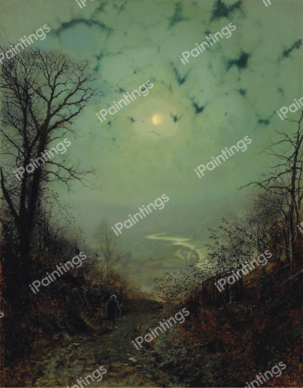 Wharfedale. The painting by John Atkinson Grimshaw