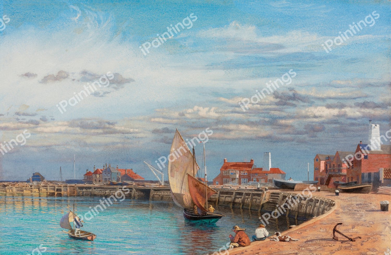 Entrance to Yarmouth Harbour. The painting by John Brett