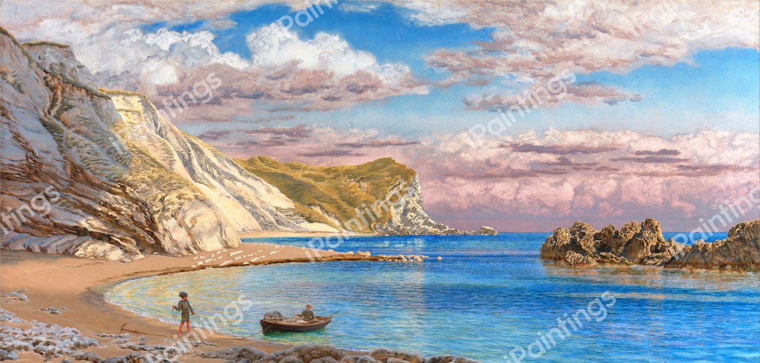Man of War Rocks, Coast of Dorset. The painting by John Brett