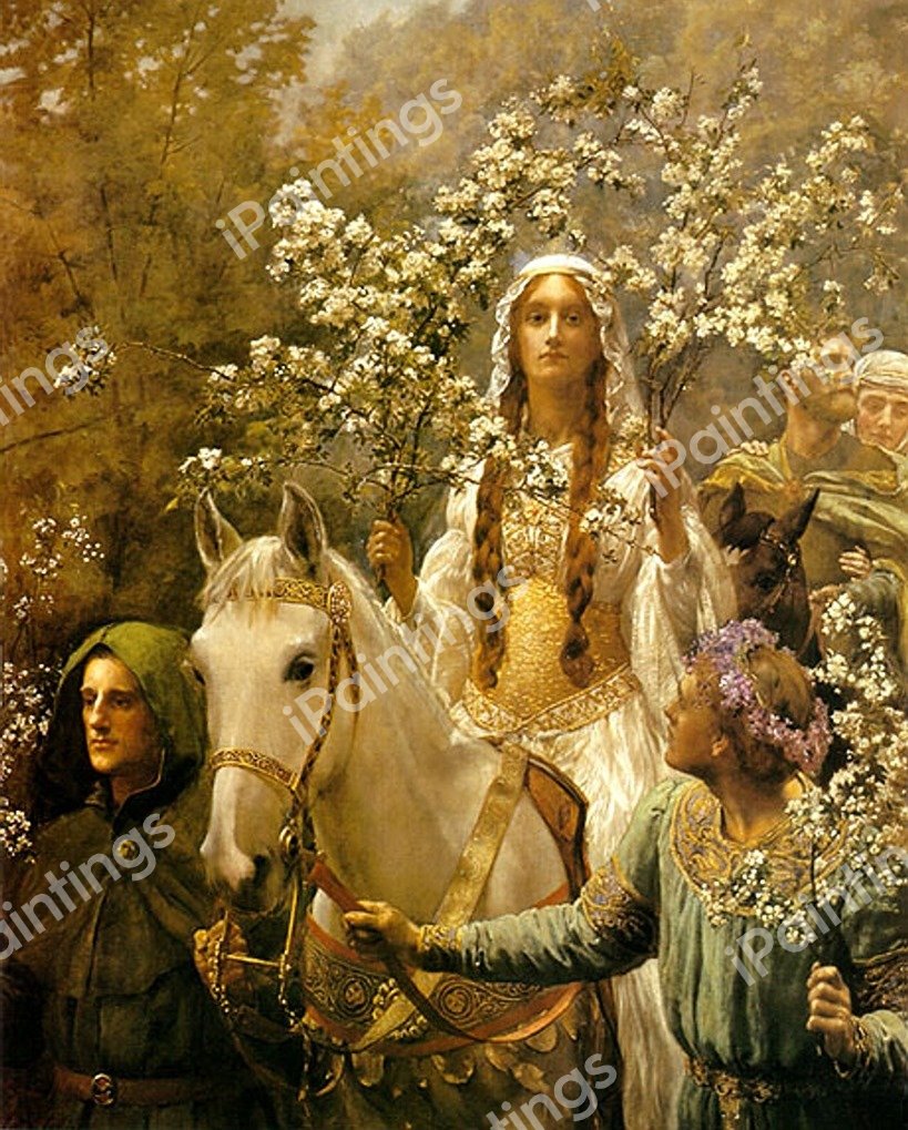 At Queen Guinevere's Maying, 1900. The painting by John Collier
