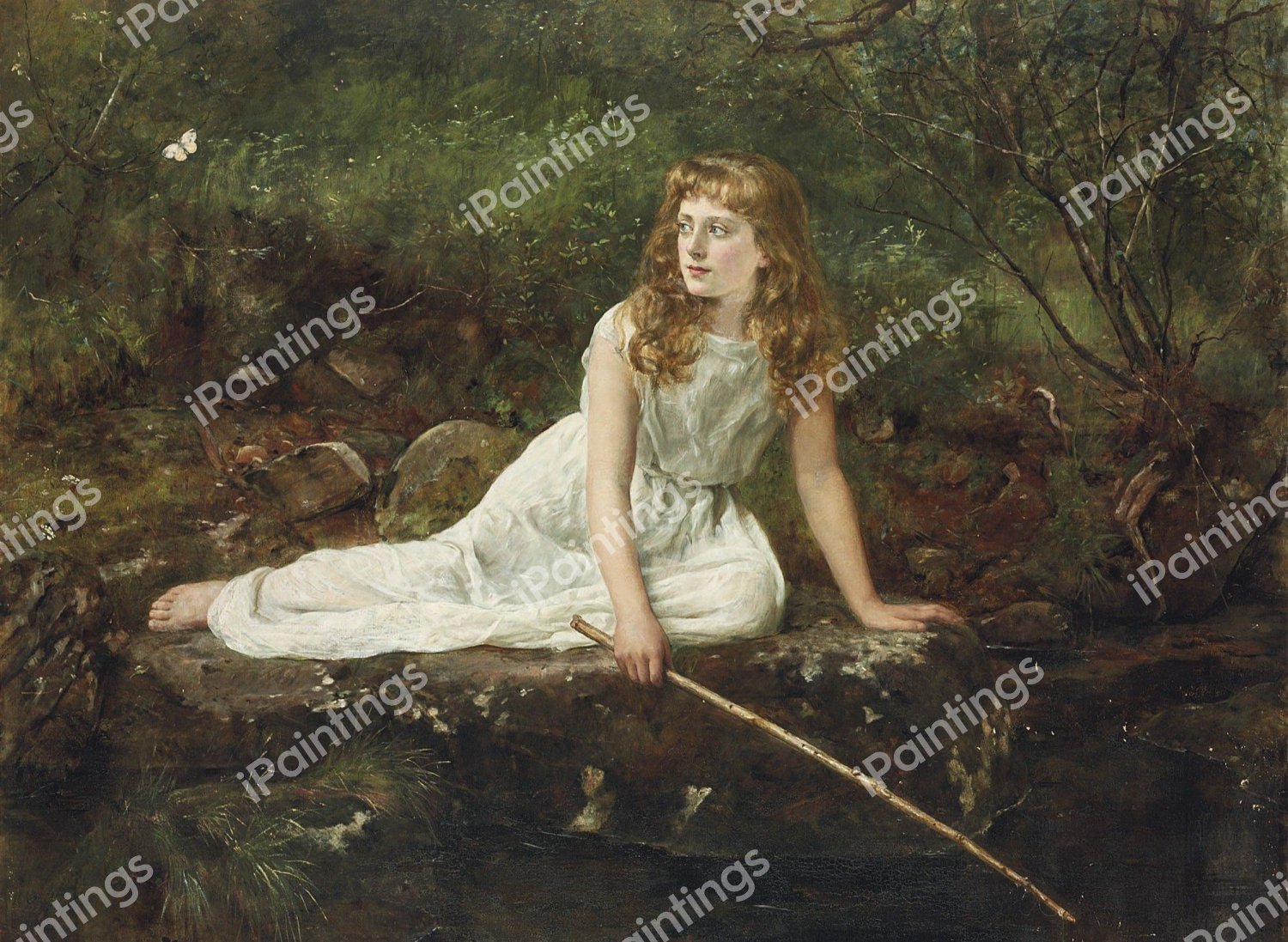 The Butterfly. The painting by John Collier