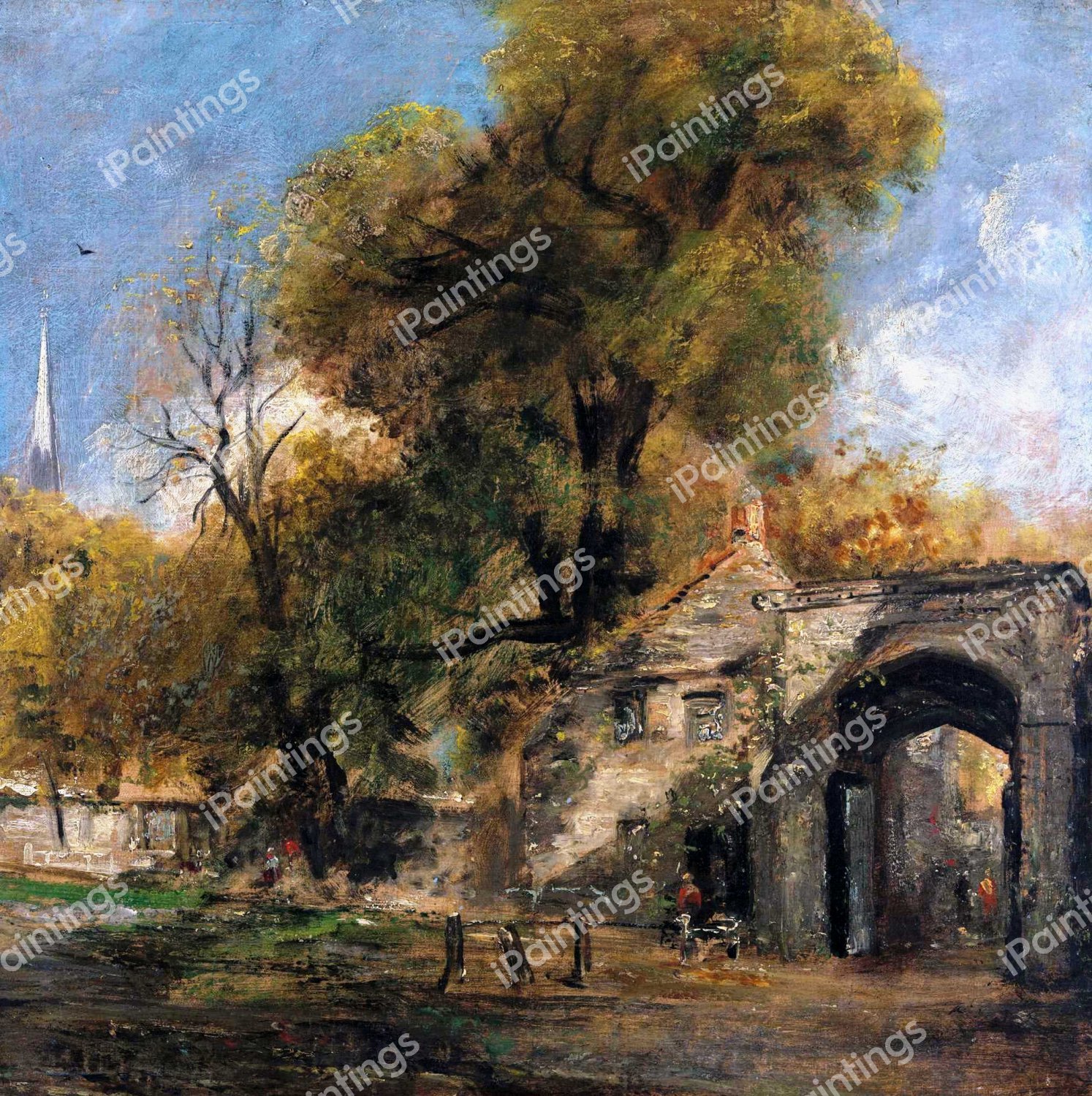 Harnham Gate, Salisbury. The painting by John Constable