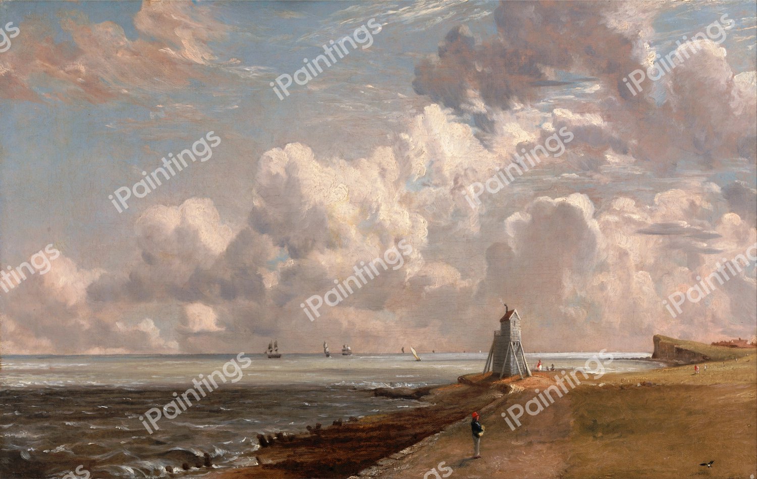 Harwich - The Low Lighthouse and Beacon Hill. The painting by John Constable