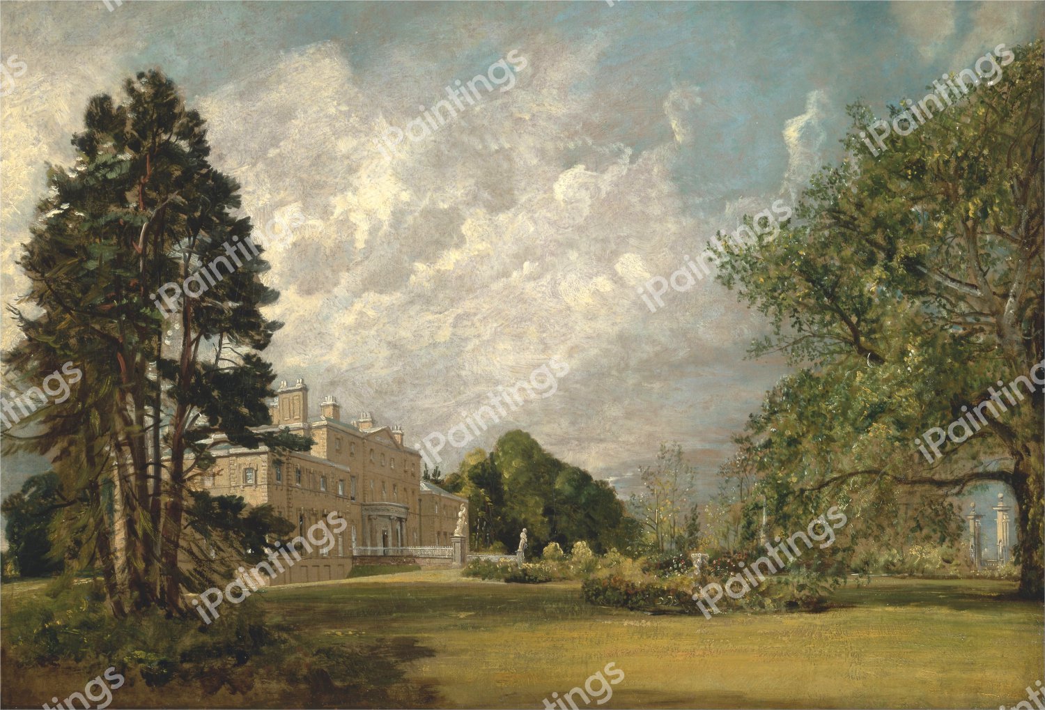 Malvern Hall, Warwickshire. The painting by John Constable