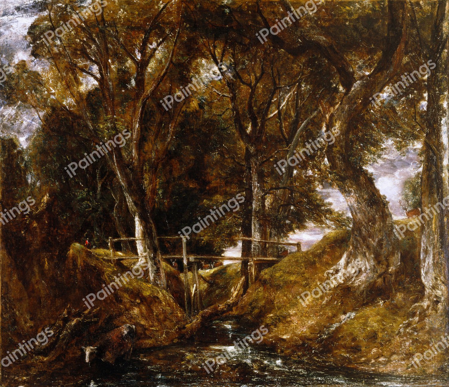 The Dell at Helmingham Park. The painting by John Constable