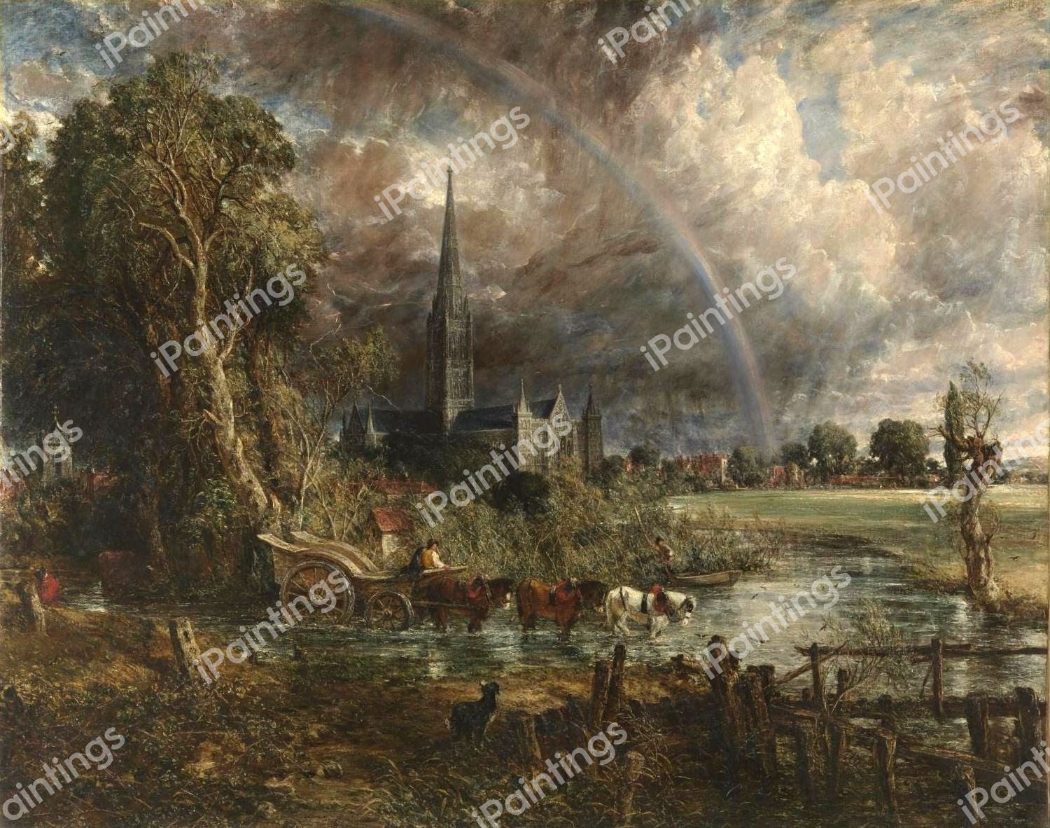 The Salisbury Cathedral from the Meadows, 1863. The painting by John Constable