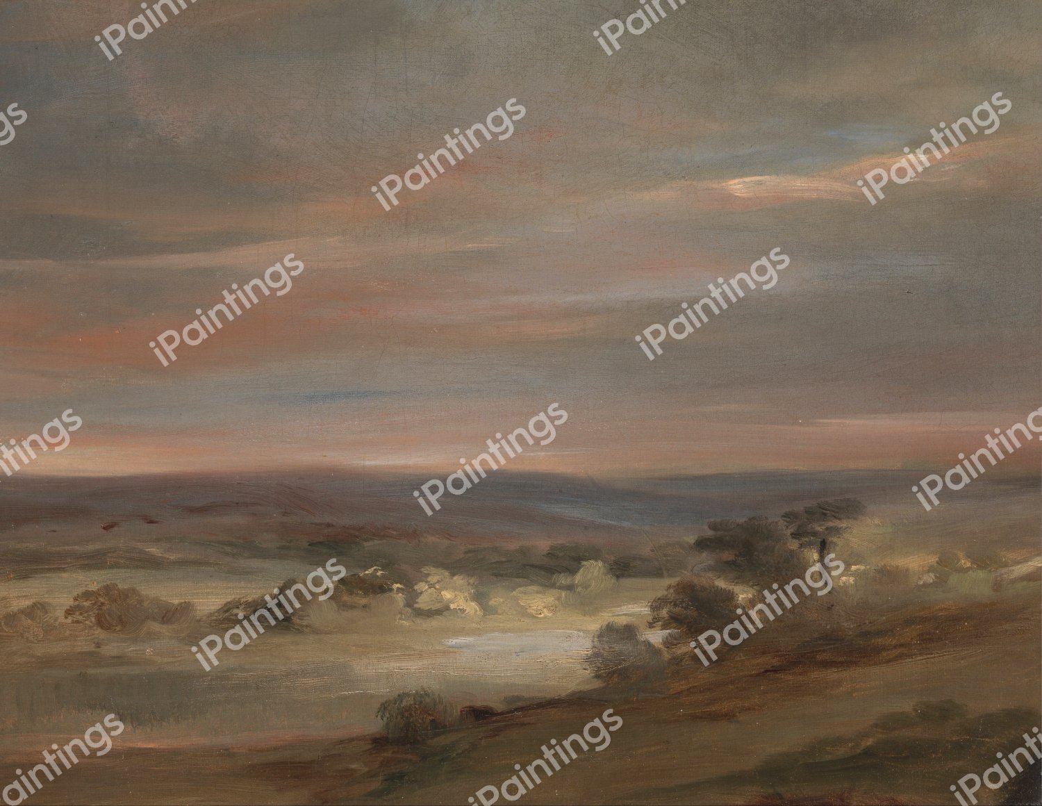 View on Hampstead Heath, Early Morning. The painting by John Constable