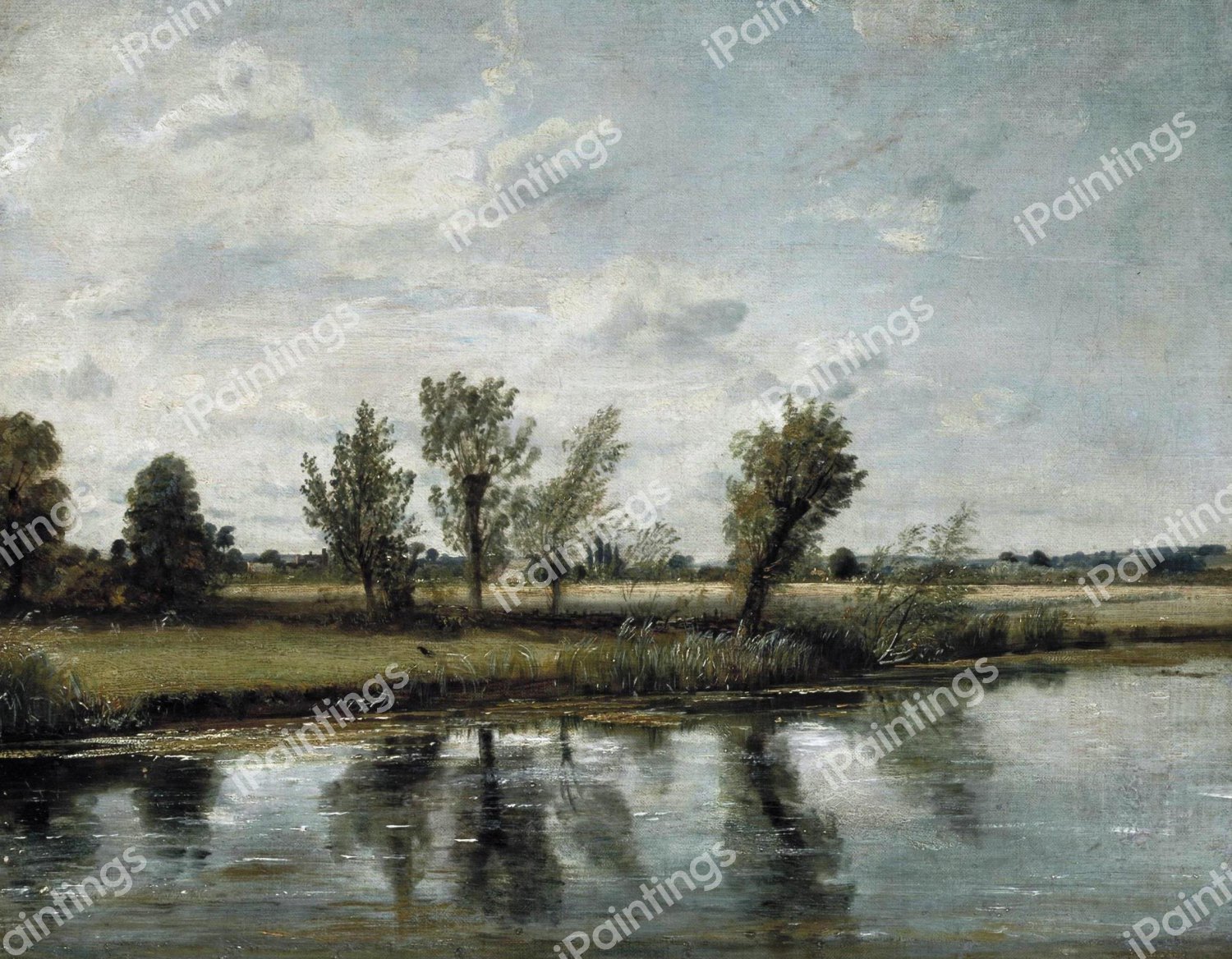 Water Meadows near Salisbury. The painting by John Constable