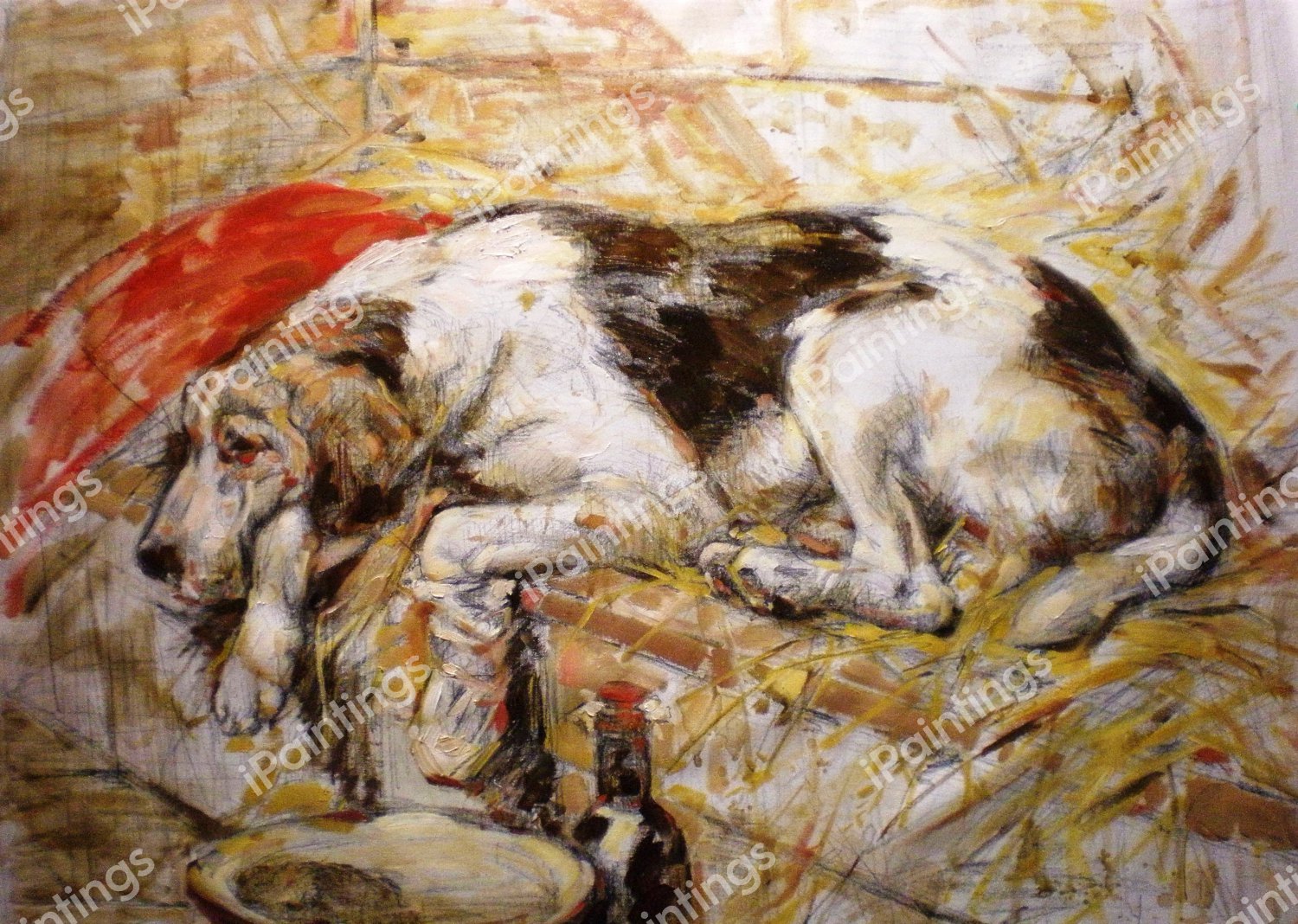 After the Hunt. The painting by John Emms