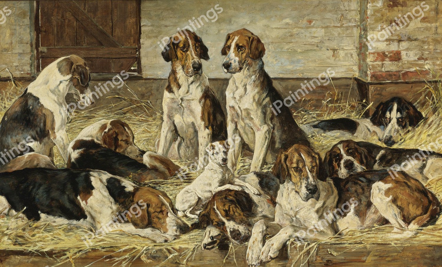 Hounds at Rest. The painting by John Emms