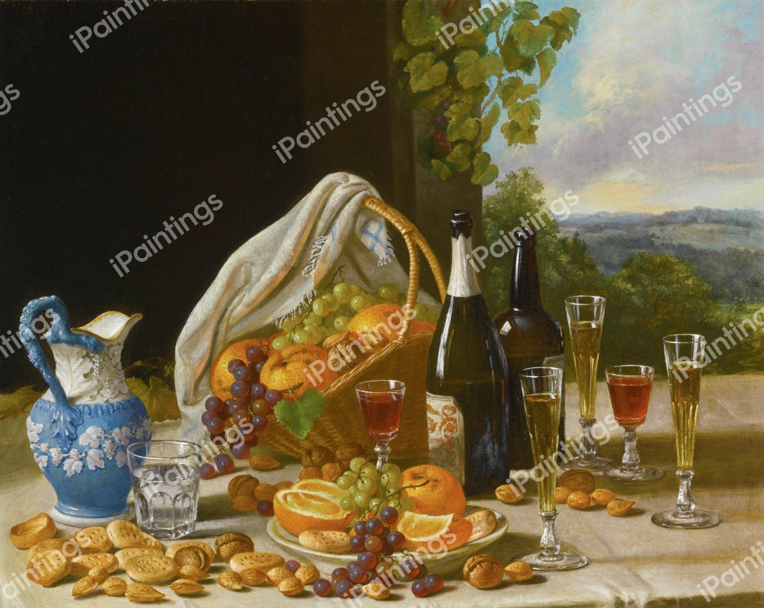 Still Life with Wine and Fruit. The painting by John Francis