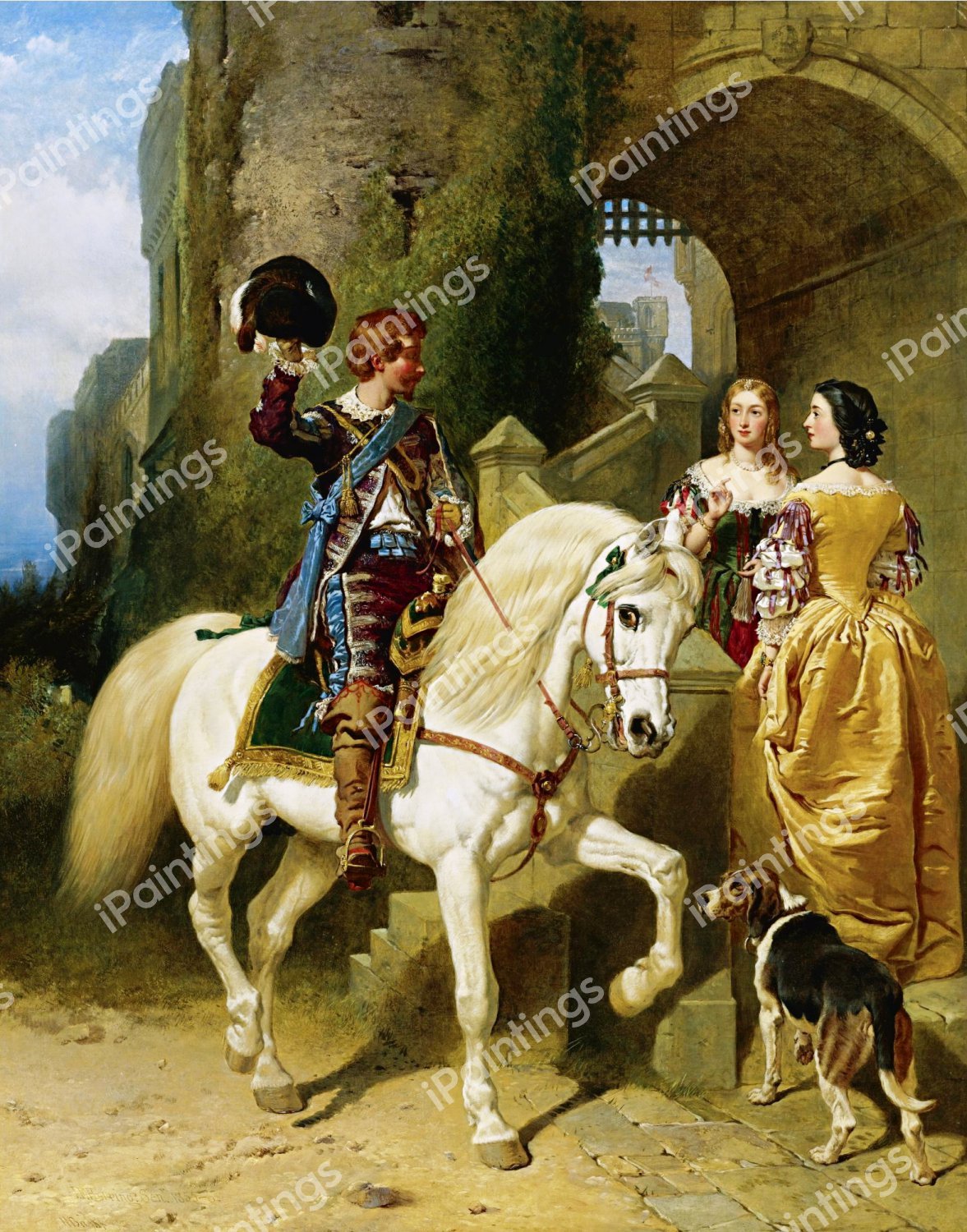 A Cavalier's Visit. The painting by John Frederick Sr. Herring