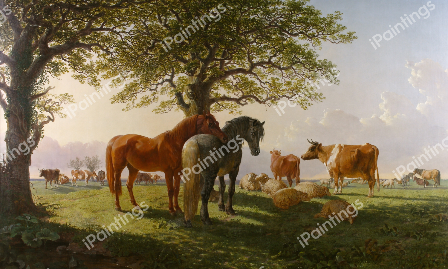 Chestnut and Dapple Gray, Meopham Park. The painting by John Frederick Sr. Herring