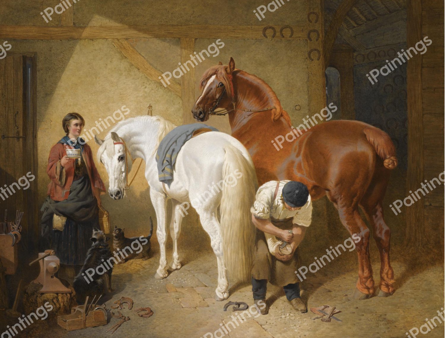 Shoeing Imaum. The painting by John Frederick Sr. Herring