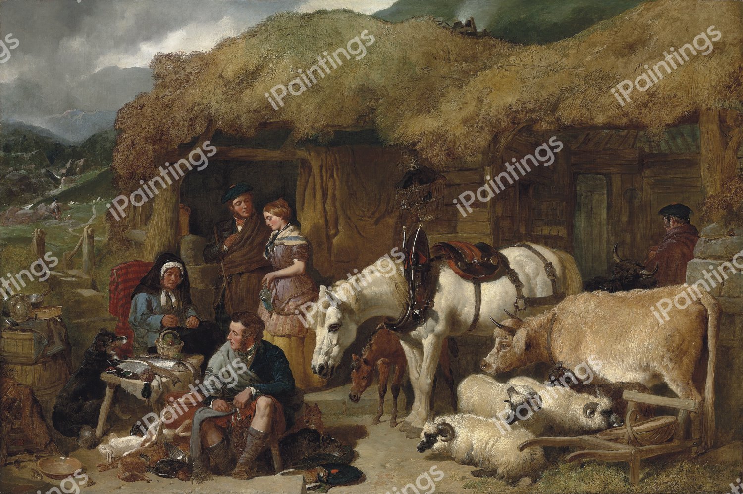 The Gamekeeper's Shack in the Highlands. The painting by John Frederick Sr. Herring