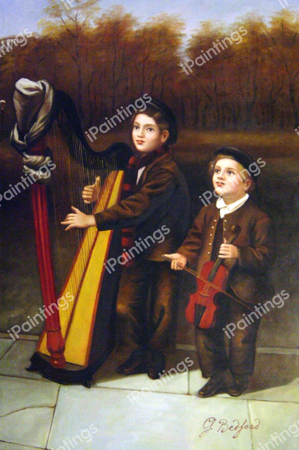 The Little Strollers. The painting by John George Brown