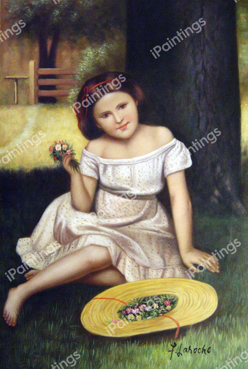 Young Girl With Flowers. The painting by John George Brown