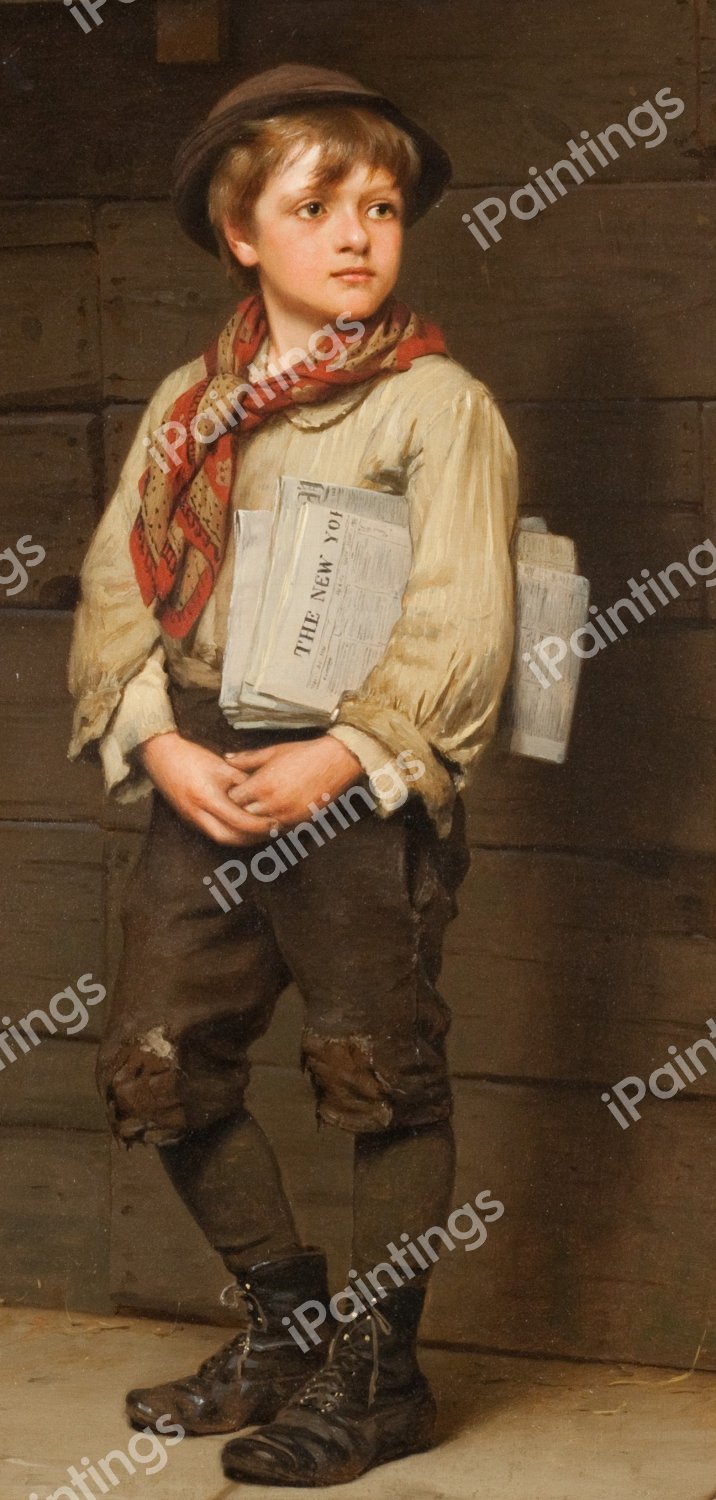 Newsboy. The painting by John Leslie Breck