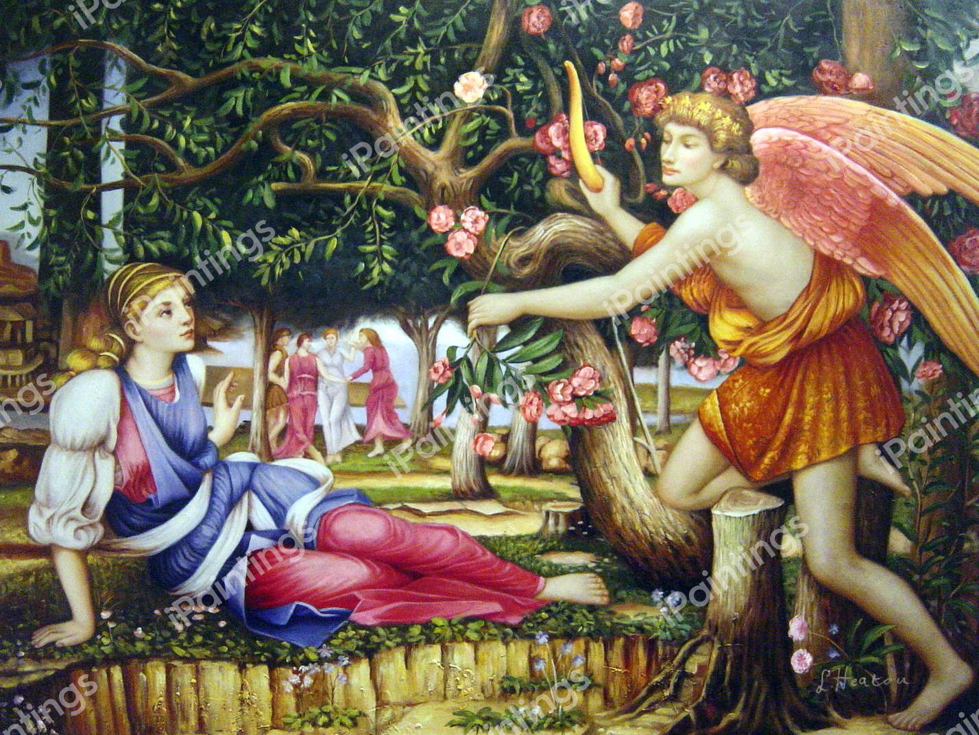 Love And The Maiden. The painting by John Roddam Spencer Stanhope
